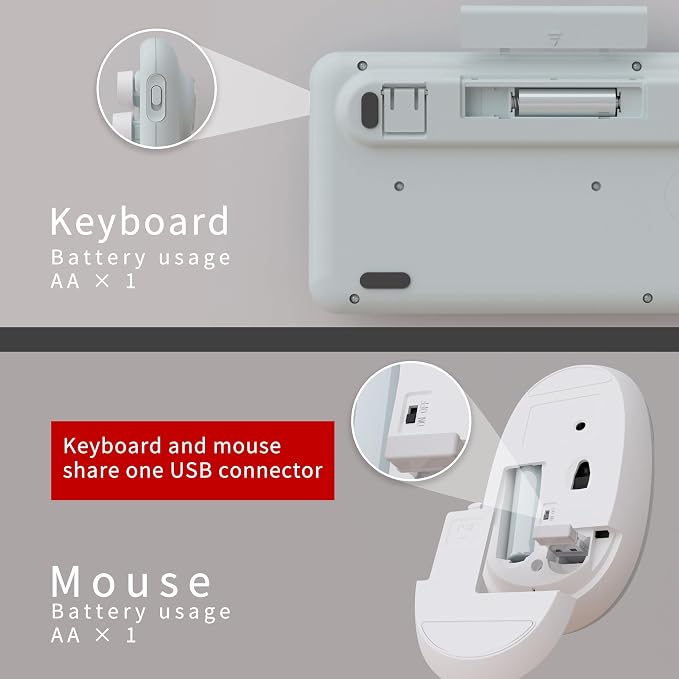 UBOTIE Colorful Wireless Keyboard and Mouse Combo (Green-White) | Retro Typewriter Floating Full-Sized Keys Computer Keyboard with Optical Mouse, 2.4GHz USB Connection for Windows Mac - Image 6