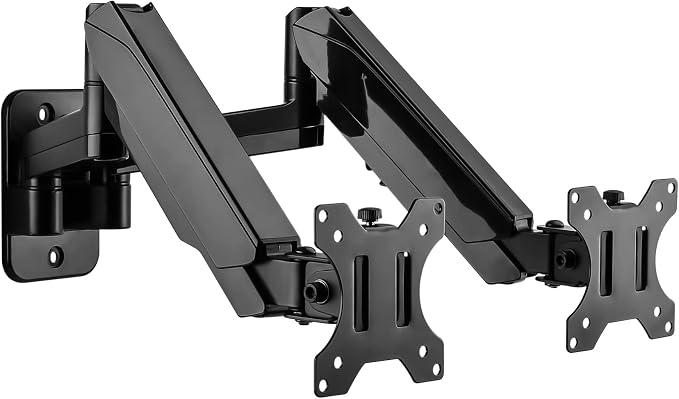 UPGRAVITY Dual Monitor Wall Mount for Two 17-32 inch Flat Computer Screens | Height Adjustable Gas Spring Double Monitor Wall Mounted Bracket Arms Hold up to 17.6lbs, VESA 75/100mm by UPGRAVITY