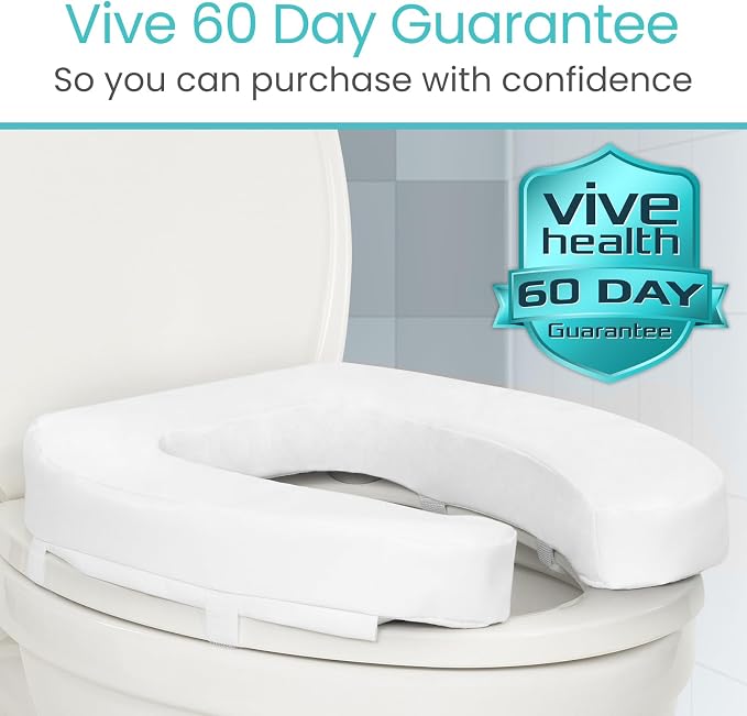 Vive Toilet Seat Riser Cushion for Seniors - Fits All Toilet Seats | Raised Toilet Seat with High-Density Foam for Elongated & Standard - Cushioned & Padded - Elevated Medical Handicap Lifter - Image 9