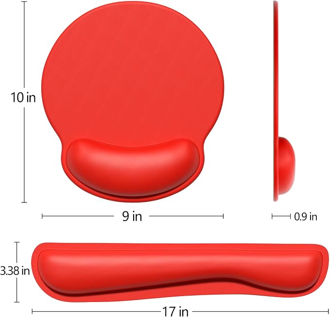 Dapesuom Keyboard Wrist Rest and Mouse Pad with Wrist Support, Cute Memory Foam Cushion for Keyboard and Mouse Set, Ergonomic Desktop Pad Rests with Non Slip Base for Easy Typing & Pain Relief, Red - Image 7