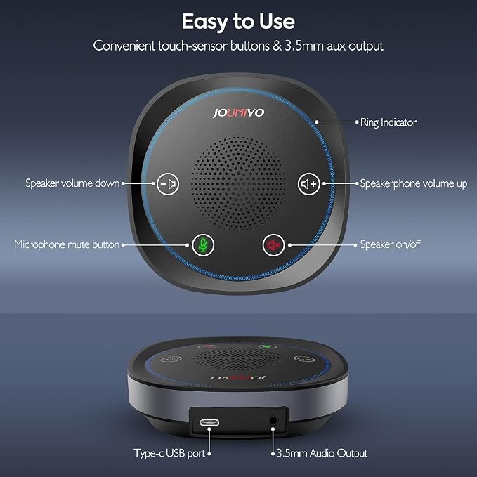 USB Speakerphone, Omnidirectional Computer Speaker with Microphone,Plug and Plays Portable Speaker with Microphone for Holding Meetings Anywhere with Immersive Sound - Image 3