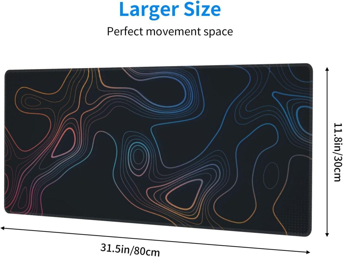 Topographic Contour Map XL Mouse Pad 31.5 x 11.8 Inch Gaming Mousepad Extended Large Mousepad with Nonslip Rubber Base Stitched Edges Laptop Desk Pad Home Office Supplies - Image 6