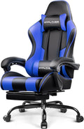 GTPLAYER Gaming Chair, Computer Chair with Footrest and Lumbar Support, Height Adjustable Game Chair with 360°-Swivel Seat and Headrest and for Office or Gaming (Faux Leather, Blue) by GTPLAYER