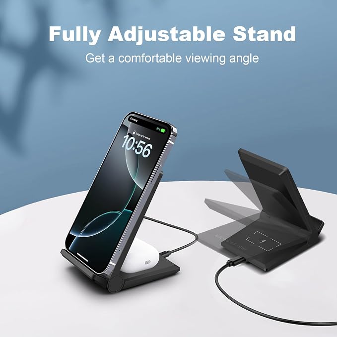 PDKUAI 2 in 1 Wireless Charger,[New Update] 25W Foldable Wireless Charging Station for Samsung Galaxy 25/24/23/Note 20/Buds3,Dual 15W Fast Dual Induction Charge Stand for iPhone 17/17 Pro/16/15/14 - Image 7