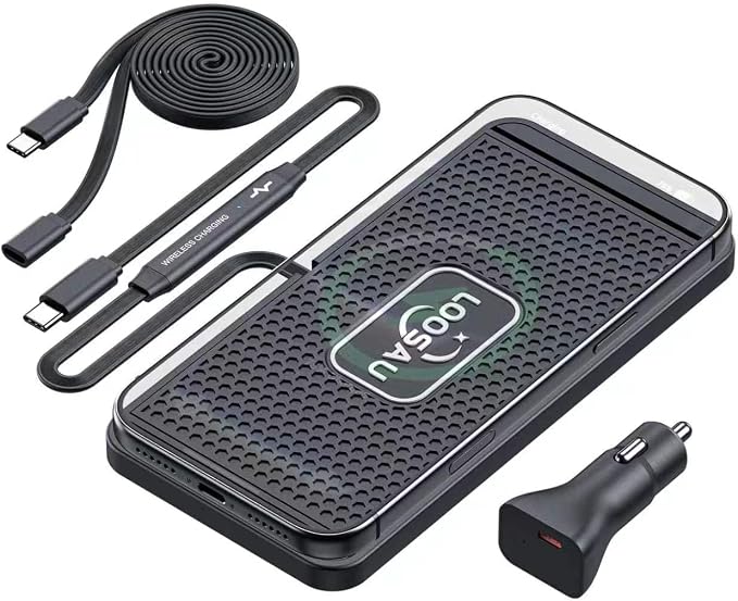 25W Wireless Charger Car Fast Wireless Phone Charging Pad Type C | Non Slip with 45W Type-C Car Charger Compatible for iPhone 17 16 (25W)15 14 13 12(15W) Pro Max by LOOSAU