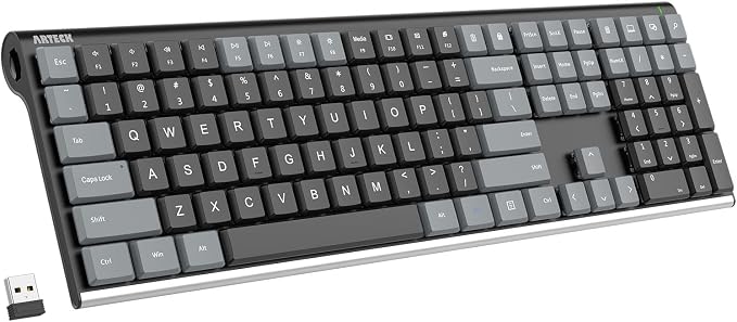 Arteck Mechanical 2.4G USB Wireless Keyboard, Tacktile Brown Switches Gray by ARTECK