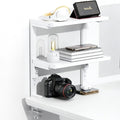 Spacrea Clamp on Desk Shelf, 2 Tier Office Desk Shelves Organizer, Wood Desktop Supplies Storage Rack, Desk Organizers and Accessories (White) by Spacrea