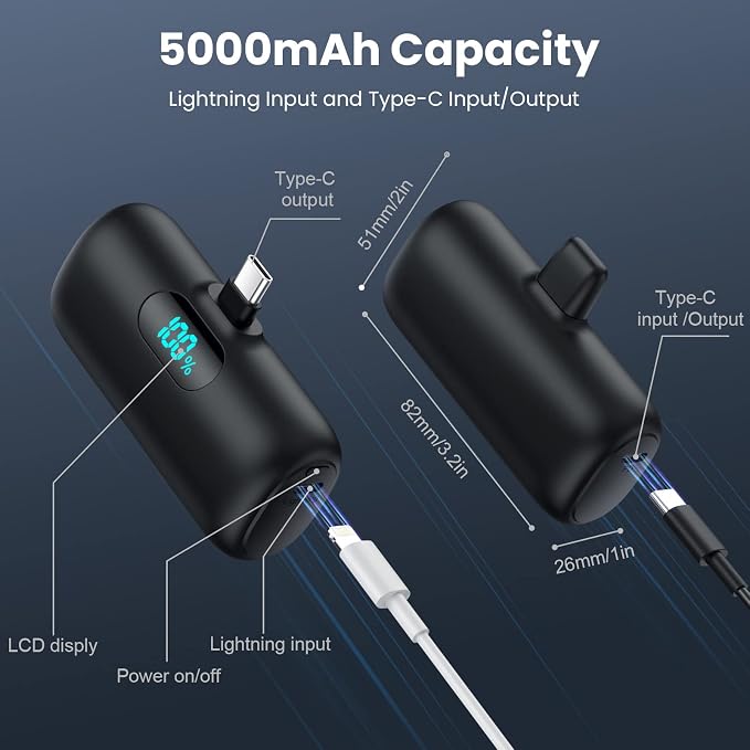 [2 Pack]Portable Charger Power Bank for iPhone 17/16/15,Mini USB C Portable Power Bank 5000mAh Fast Charging Battery Pack Travel Essentials for iPhone 15/16/17 Plus/17 Pro/17 Pro Max,Samsung Android - Image 7