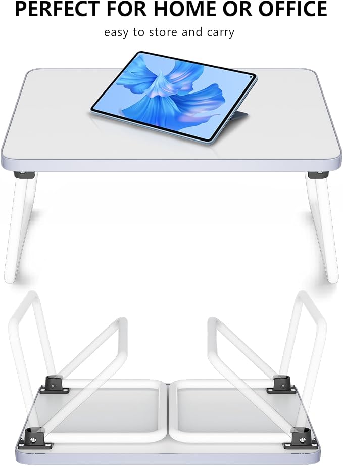 Foldable Lap Desk, Laptop Stand Bed Table Tray for Couch | Portable Breakfast Serving Tray, Lightweight Mini Lap Table, Works Great as Tablet Desk for Working, Reading & Writing, White - Image 7