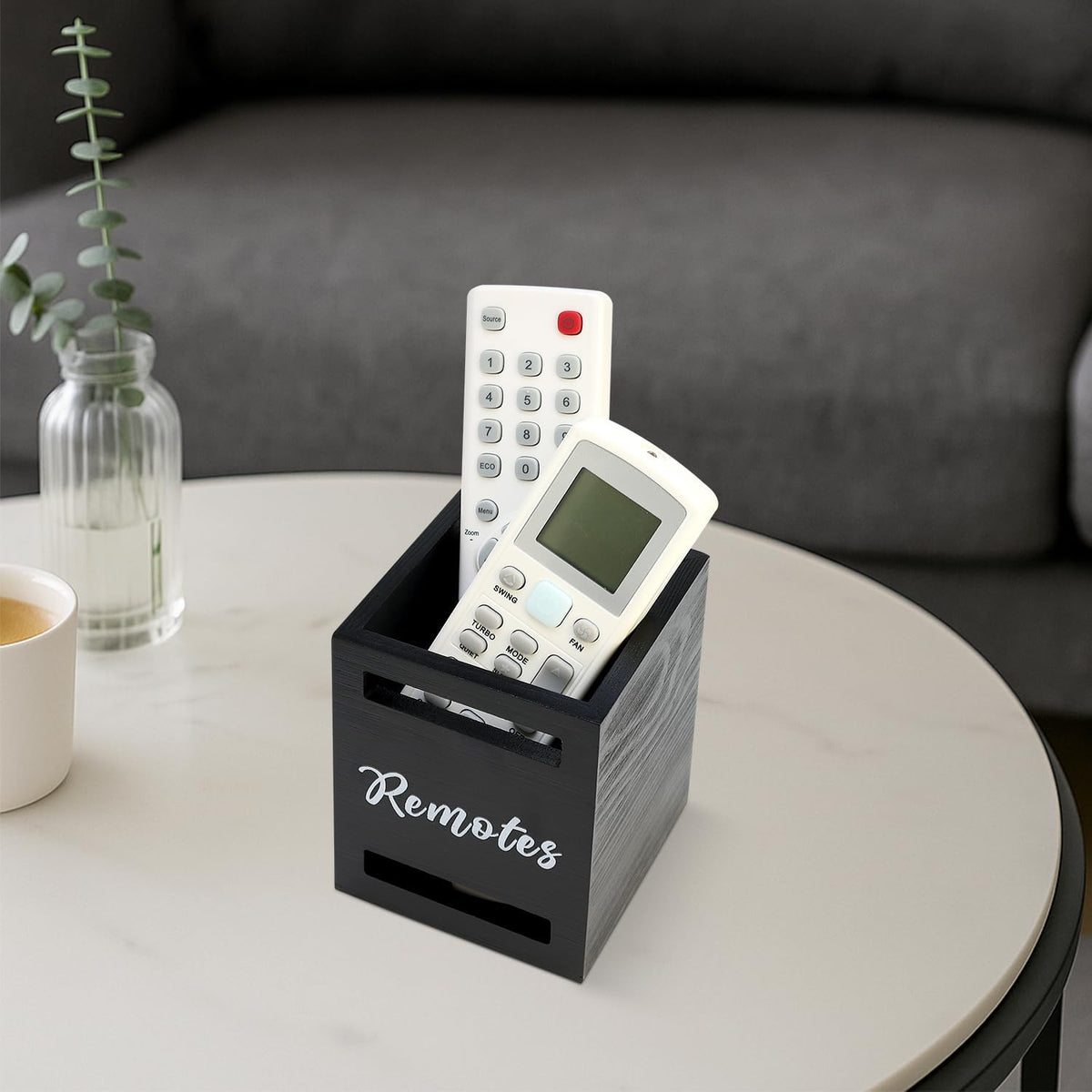Black Wooden Table Remote Holder Wall Mount Nightstand TV Controller Caddy - Image 6