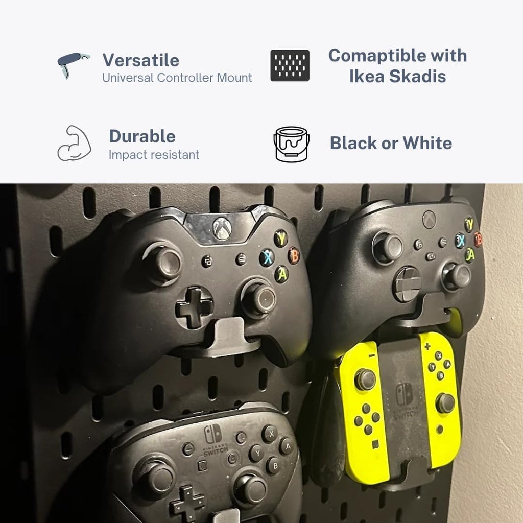 2 Universal Game Controller Mounts Compatible with IKEA SKADIS (White) - Image 2
