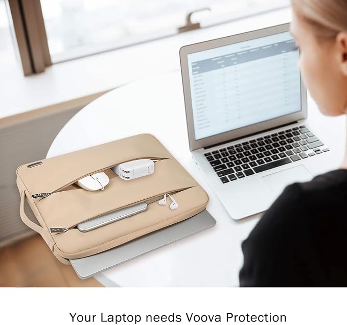 Voova 15.6-16 Inch Laptop Sleeve, Laptop Case, MacBook Case, Apricot | Slim splash-proof 16-inch laptop sleeve compatible with MacBook Pro M1-M5 Max, HP, Lenovo, Acer and Asus for daily use - Image 6