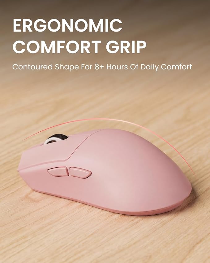 Wireless Keyboard and Mouse Combo with White Backlit Pudding Keycaps, Bluetooth & 2.4G, 2000mAh Rechargeable, Full Size, Metal Panel Quiet Computer Keyboard Set for Windows PC Desktop - Pink - Image 8