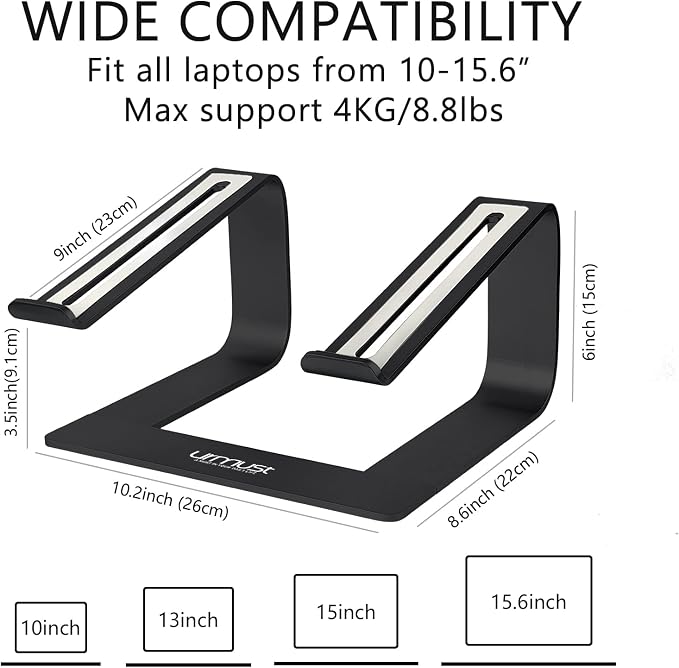 Laptop Stand for Desk, Black, Up to 15.6" Laptop | Ergonomic Computer Stand Riser Holder for MacBook Air Pro, Dell, HP, Lenovo, Samsung, Alienware - Image 5