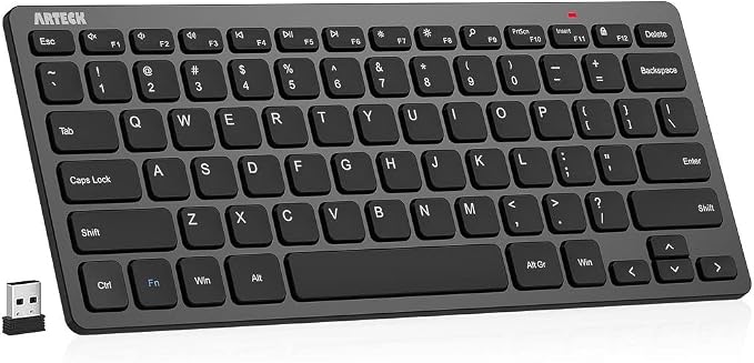 Arteck 2.4G Wireless Keyboard Ultra Slim and Compact Keyboard with Media Hotkeys for Computer Desktop PC Laptop Surface Smart TV and Windows 11/10/8/7, Black by ARTECK