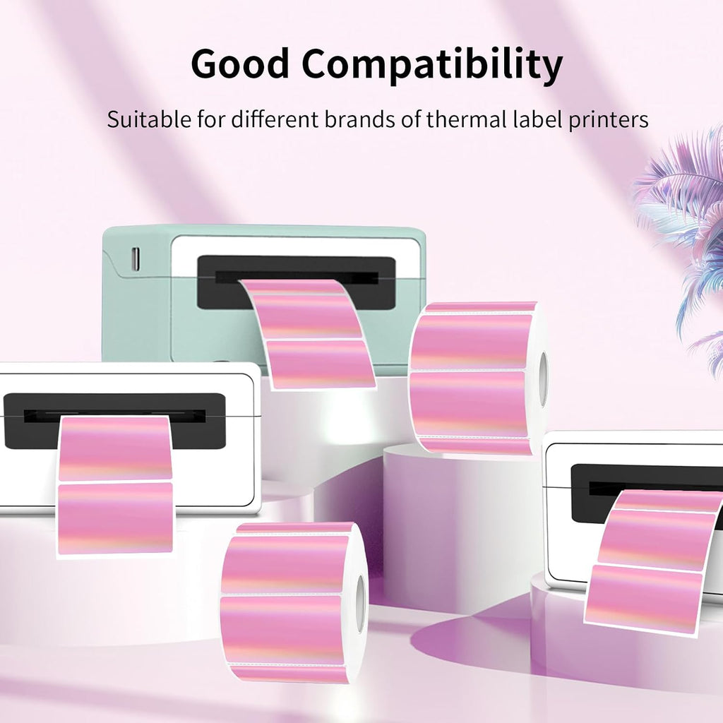 2.25"x1.25" Thermal Labels, Holographic Pink Thermal Labels- Strong Adhesive Thermasl Stickers for Small Business, Shipping, Mailing, Price Tag, Non BPA&BPS/ 300 Labels - Image 7