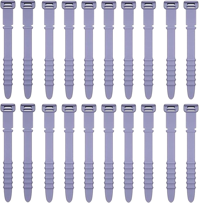 Reusable Silicone Zip Ties Cord Organizer: Silicone Cable Ties Straps for Cable Management - 20PCs 4.5” Purple Elastic Wire Cord Organizer for Home Office and Travel - Image 7