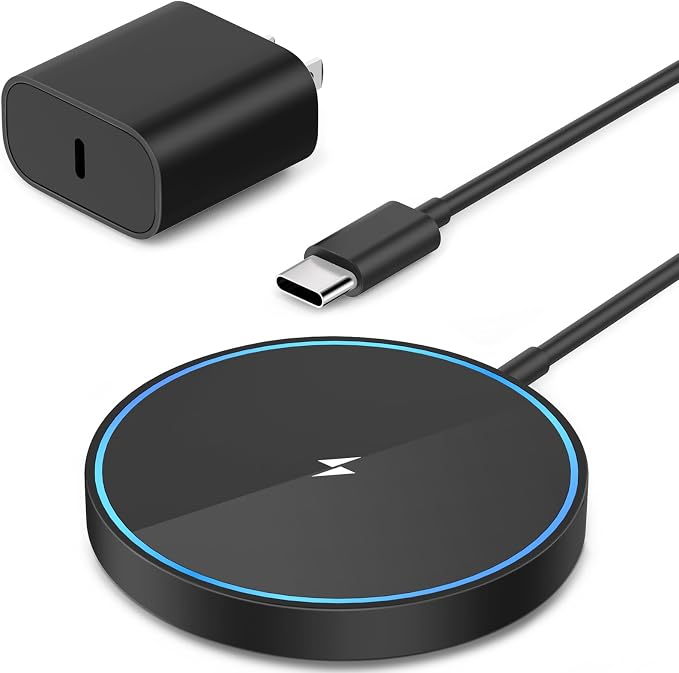 Magnetic Wireless Charger Mag Safe Charging Pad for iPhone 17/16/15/14/13 | 20W Type-C Adapter, Fast LED Charging for iPhone 17/17 Pro Max/16/15/15 Plus/14/13/12, Lightweight for Travel Bedside Desk by YOUNGREEN