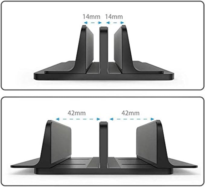 Universal Laptop Vertical Stand, Dual Desktop Adjustable Notebook Stand (up to 17.3 inches) for Samsung/HP/Dell/Chrome Book laptops (Black) - Image 4