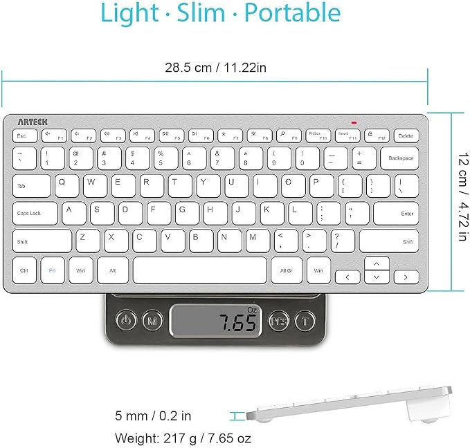 Arteck 2.4G Wireless Keyboard Ultra Slim and Compact Keyboard with Media Hotkeys for Computer Desktop PC Laptop Surface Smart TV and Windows 11/10/8/7, Silver - Image 6