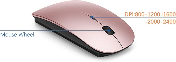 Wireless Keyboard and Mouse Ultra Slim Combo, TopMate - Rose Gold Black | 2.4G Silent Compact 2400DPI Mouse and Scissor Switch Keyboard Set with Cover, Batteries Included, for PC/Laptop/Windows/Mac - Image 4