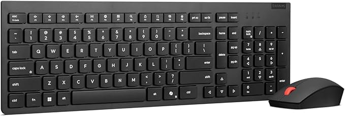Lenovo Essential Wireless Keyboard & Mouse Combo Gen 2, 2.4 GHz Wireless Nano USB, Full Size Ambidextrous Mouse, AES-128 Encryption Keyboard, Black - Image 2