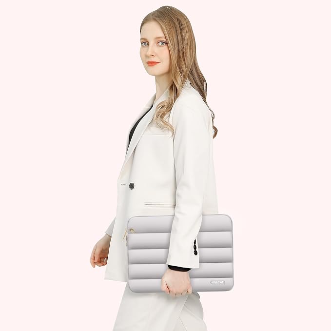 MOSISO Laptop Case 13.3 inch,13-13.3 inch Puffy Laptop Sleeve Carrying Case | Compatible with MacBook Neo/Air 13.6/Pro 13/14, HP Dell ASUS Lenovo, Polyester Horizontal Bag with Small Case, Gray - Image 6