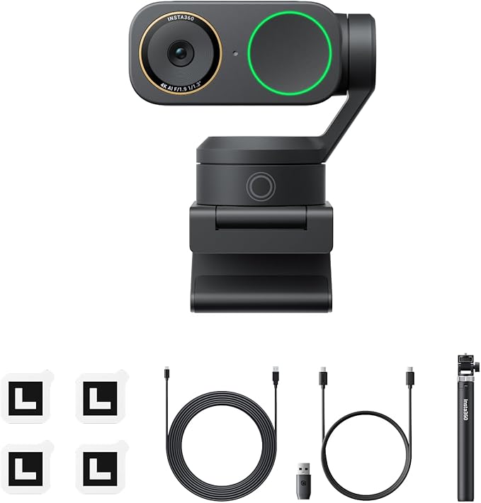 Insta360 Link 2 Pro Creator Bundle – 4K PTZ Webcam for PC/Mac, 1/1.3” Sensor, Low-Light, AI Tracking, HDR, Directional Noise-Canceling Mics, Supports Stream Deck, Zoom, Twitch for Streaming by Unknown