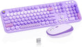 Wireless Keyboard and Mouse Combo, 104 Keys Cute Colorful Keyboard and Mouse with Retro Typewriter for PC/Mac/Laptop/Tablet/Computer/Windows Microsoft, Purple by Unknown
