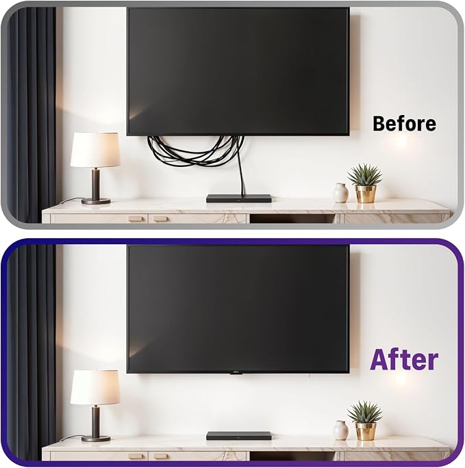 Fosmon 2-Gang Brush Wall Plate Double Gang Cable Management Kit, White | Wire Cord Hider and Faceplate Pass Through for Wall Mounted TV, Coaxial, HDMI, Ethernet Speaker Low Voltage Power Cords Wire - Image 5