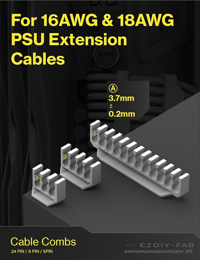 EZDIY-FAB Shield Cable Comb Kit for 16AWG, 18AWG PSU Cable Extension,Includes 4 x 24P + 16 x 8P + 8X 6P-White - Image 3