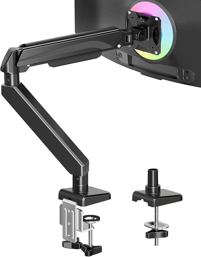 MOUNT PRO Ultrawide Single Monitor Arm for 22"- 42" Screens, Monitor Desk Mount Stand Holds up to 33 lbs, Heavy Duty Fully Adjustable Gas Spring Desk Mount, VESA Mount with Clamp/Grommet Base by MOUNTPRO