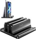 Vaydeer Vertical Laptop Stand for Desk,Dual Slots Plastic Laptop Holder with Space Saving 4-in-1 Design,Adjustable Laptop Organizer Storage Supports for MacBook,Mac,HP,Dell,Microsoft Surface,Lenovo by Vaydeer