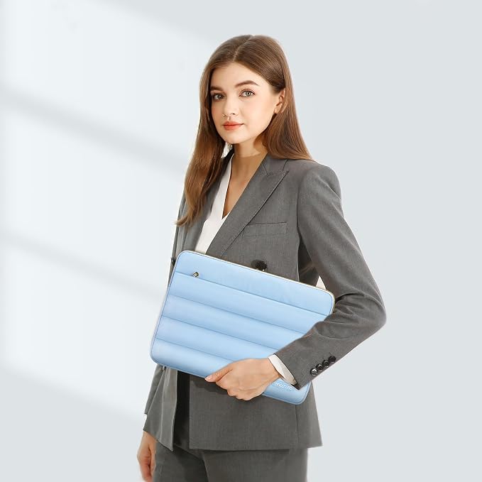 MOSISO Laptop Case 13.3 inch,13-13.3 inch Puffy Laptop Sleeve Carrying Case | Compatible with MacBook Neo/Air 13.6/Pro 13/14, HP Dell ASUS Lenovo, Polyester Horizontal Bag with Small Case, Air Blue - Image 6