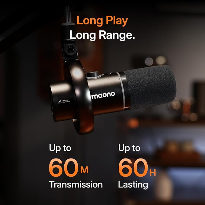 MAONO PD200W Hybrid Wireless Podcast Microphone for PC, Dynamic XLR USB Mic | Boom Arm Mic Kit with Software, Noise Cancellation, for Vocal Recording, Streaming, Content Creation, Home Studio, Voiceover - Image 6