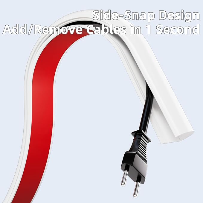 78"Flexible Cord Hider for 2-3 Cables,Side-Open Cord Cover for Wire on Wall | Self Adhesive Cable Concealer for Wall Mounted TV,Silicone Cord Raceway for Home Office Hide Wires,W 1.08"× H 0.6",White - Image 2