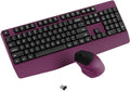Ergonomic Wireless Keyboard and Mouse Combo with Wrist Rest, Black Burgundy | COVEVA Full Size Keyboard with 12 Dedicated Shortcuts, Smart Auto-Sleep, 2.4GHz Receiver, Natural Typing for PC Laptop by COVEVA
