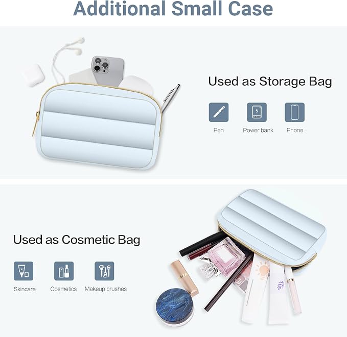 MOSISO Laptop Case 13.3 inch,13-13.3 inch Puffy Laptop Sleeve Carrying Case | Compatible with MacBook Neo/Air 13.6/Pro 13/14, HP Dell ASUS Lenovo, Polyester Horizontal Bag with Small Case, Sky Blue - Image 8