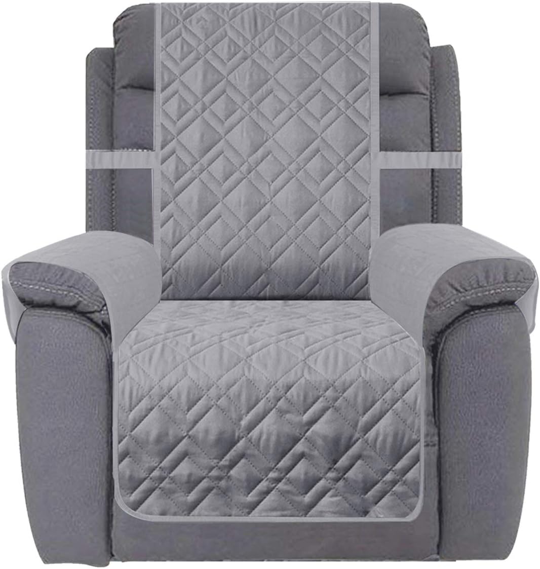 Ameritex Waterproof Nonslip Recliner Cover Stay in Place, Dog Chair Cover Furniture Protector, Ideal Recliner Slipcovers for Pets and Kids (Light Grey, 30'') by Ameritex