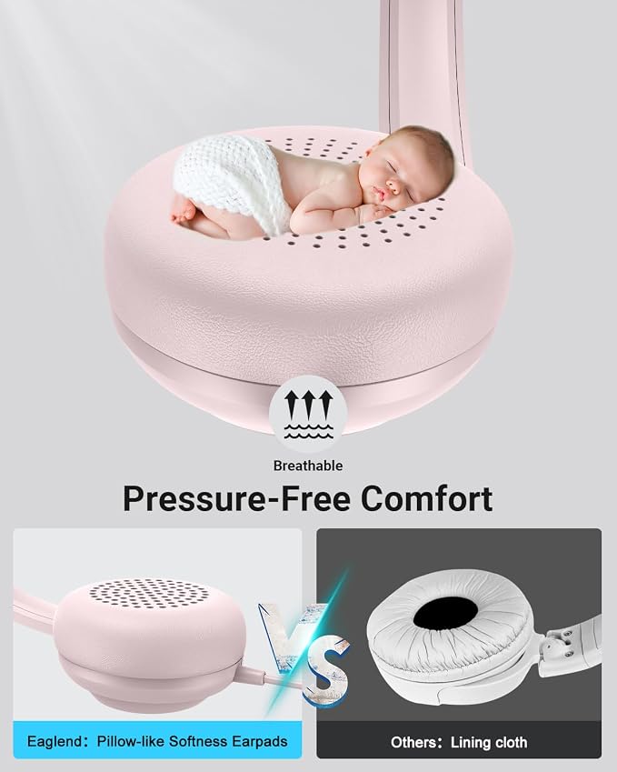 NUBWO HW02 USB Headset with Microphone Noise Cancelling & in-line Control | Ultra Comfort Computer Headphones for Laptop pc, On-Ear Wired Office Call Center Headset for Boom Skype Webinars (Pink) - Image 3