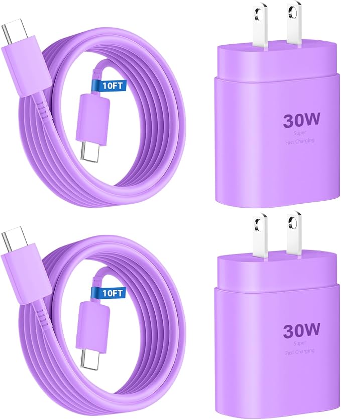 Phone 17 16 15 Charger Fast Charging,30W USB C Phone 17 16 15 Pro Max Charger Block &10FT Long Type C Cable Cord for i.Phone 17/17 Air/17 Pro/17 Pro Max/16/16 Plus/16 Pro Max/15/15 Pro Max,Purple by DiHines