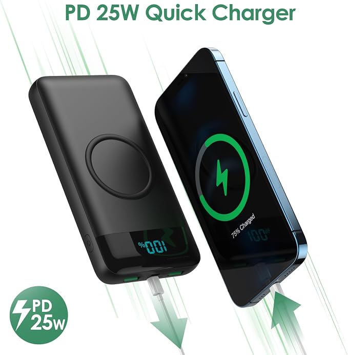 Wireless Portable Charger 30800mAh,15W Wireless Charging USB C Power Bank,25W PD QC 4.0 Fast Charging 4 Outputs Travel Essentials Battery Pack Compatible with iPhone 17/16/15/14/13/12,Galaxy,Android - Image 2