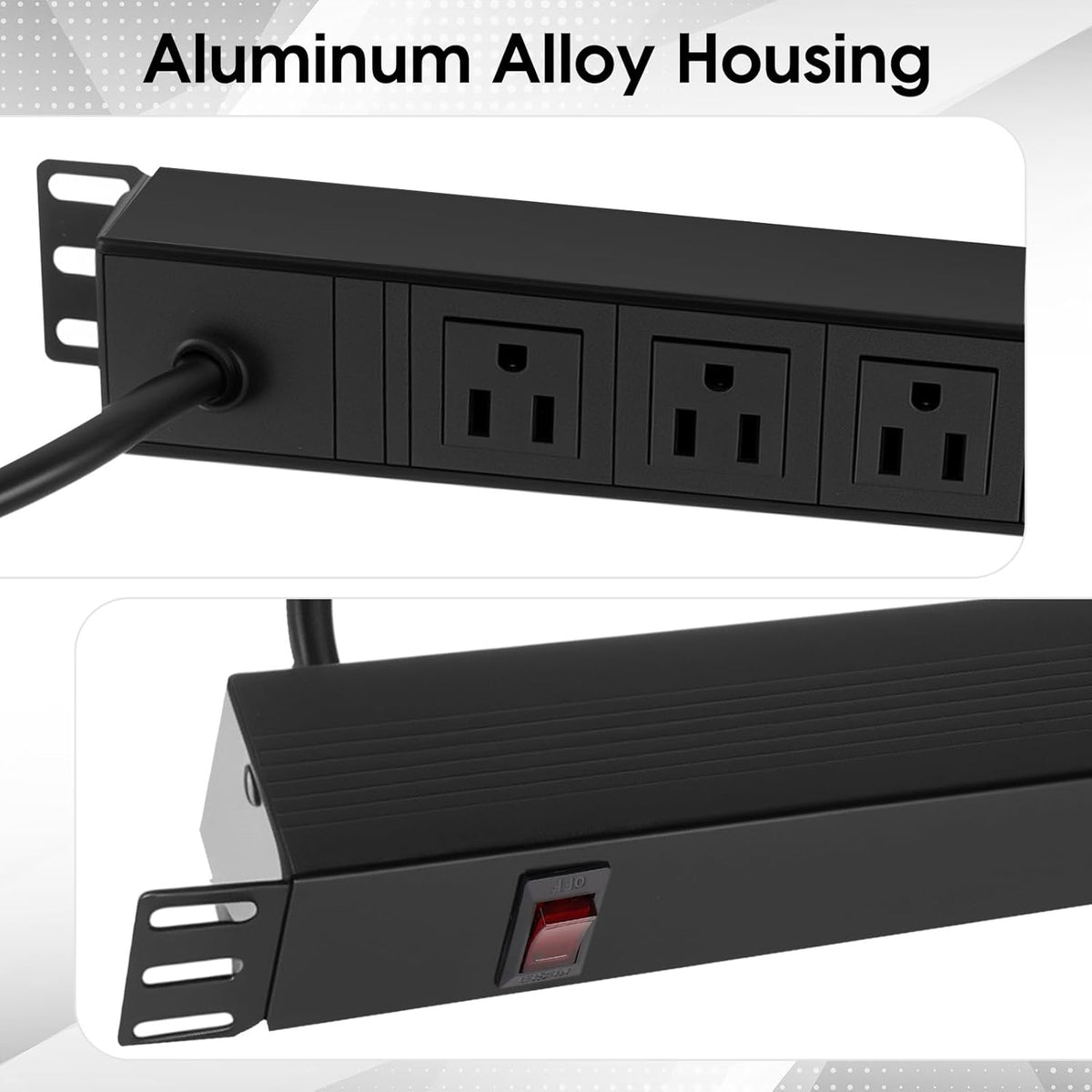8 Outlet Rack Mount PDU Power Strip, 15A, 125V, 1875W - Image 4