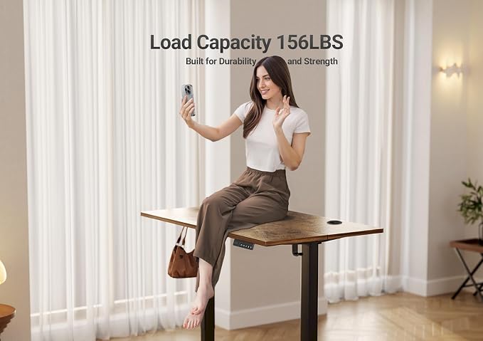 YDN 40 x 24 Inch Rustic Brown Electric Standing Desk | Adjustable Height, Sit Stand, Cable Management, Ergonomic, Home Office - Image 4