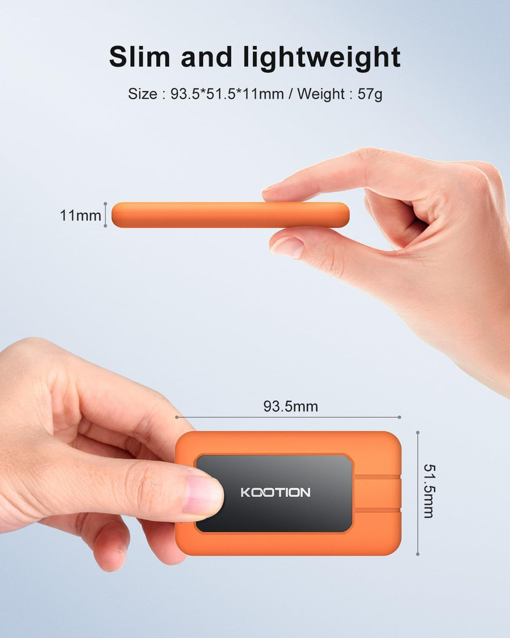 KOOTION 2TB Portable SSD USB-C Up to 2000MB/s USB 3.2 External SSD Portable Solid State Drive with Protective Case Shockproof Waterproof Type-C External Solid State Drive for PC/Mac - Image 3