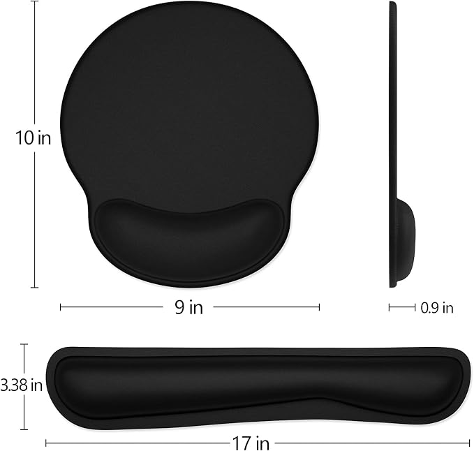 Dapesuom Keyboard Wrist Rest and Mouse Pad with Wrist Support, Memory Foam Cushion for Keyboard and Mouse Set, Ergonomic Desktop Pad Rests with Non Slip Base for Easy Typing & Pain Relief, Jet Black - Image 6