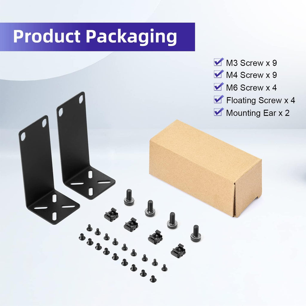 Rack Mount Kit for 10.6 inch Switches, Adjustable Rack Ears for Netgear, Cisco, D-Link, TRENDnet and HP Products, Mount 10.6" Wide to 19" Equipment, Adjustable Hole Distance 14-30mm - Image 5