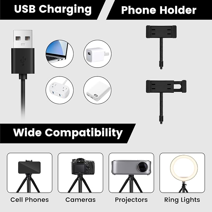 Selfie Ring Light 12" with Tripod Stand and Phone Holder, LED Ring Light for Desk with 3 Light Modes & 11 Brightness Level for Selfie, YouTube, Makeup, Live Streaming, TIKTOK - Image 4