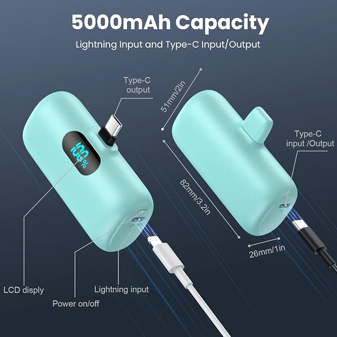 [2 Pack]Portable Charger Power Bank for iPhone 17/16/15,Mini USB C Portable Power Bank 5000mAh Fast Charging Battery Pack Travel Essentials for iPhone 15/16/17 Plus/17 Pro/17 Pro Max,Samsung Android - Image 7