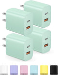 [4 Pack] USB C Charger Block Charging Block Type C Charger | 20W Wall Chargers for iPhone Air/17/17 Plus/17 Pro/17 Pro Max/16/16 Plus/16 Pro/16 Pro Max/15/15 Pro/15 Max/14/Samsung(Green) by STAKCYE